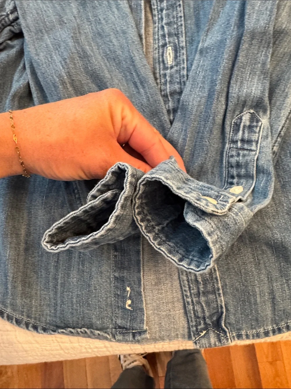 Ralph Lauren Blue Denim Button-Down Shirt with Pony Logo